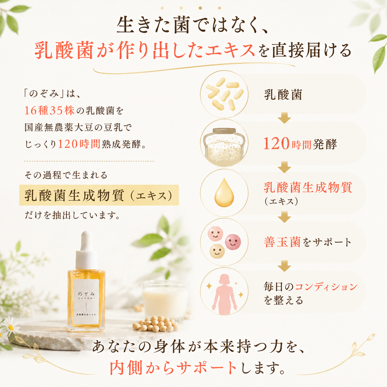 【EsmeraldA】乳酸菌生成エキス のぞみ|腸内環境を改善し健康をサポート 30ml × 2本(およそ30日分)