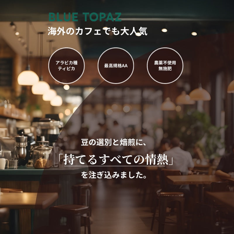 【おかわりしたくなるコーヒー】2個セット｜ブルートパーズ ハウスブレンド コーヒー豆 1kg｜無農薬 自然栽培｜高級アラビカ種 ティピカAA