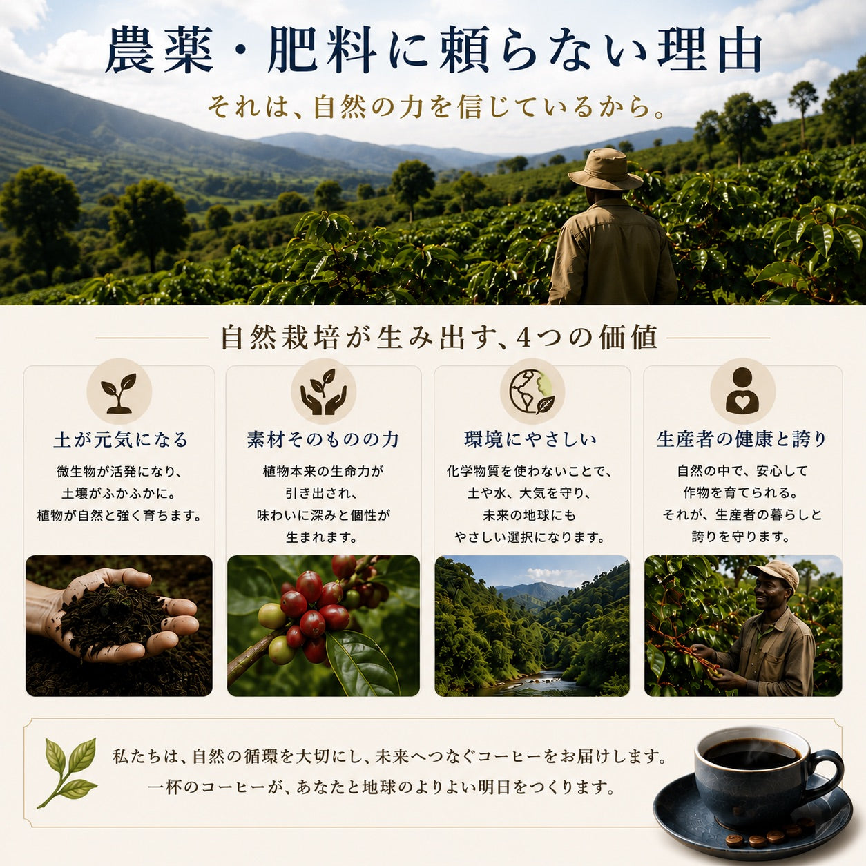 【毎朝が楽しみになる】ブルートパーズ ハウスブレンド コーヒー豆500g｜無農薬 自然栽培｜高級アラビカ種 ティピカAA