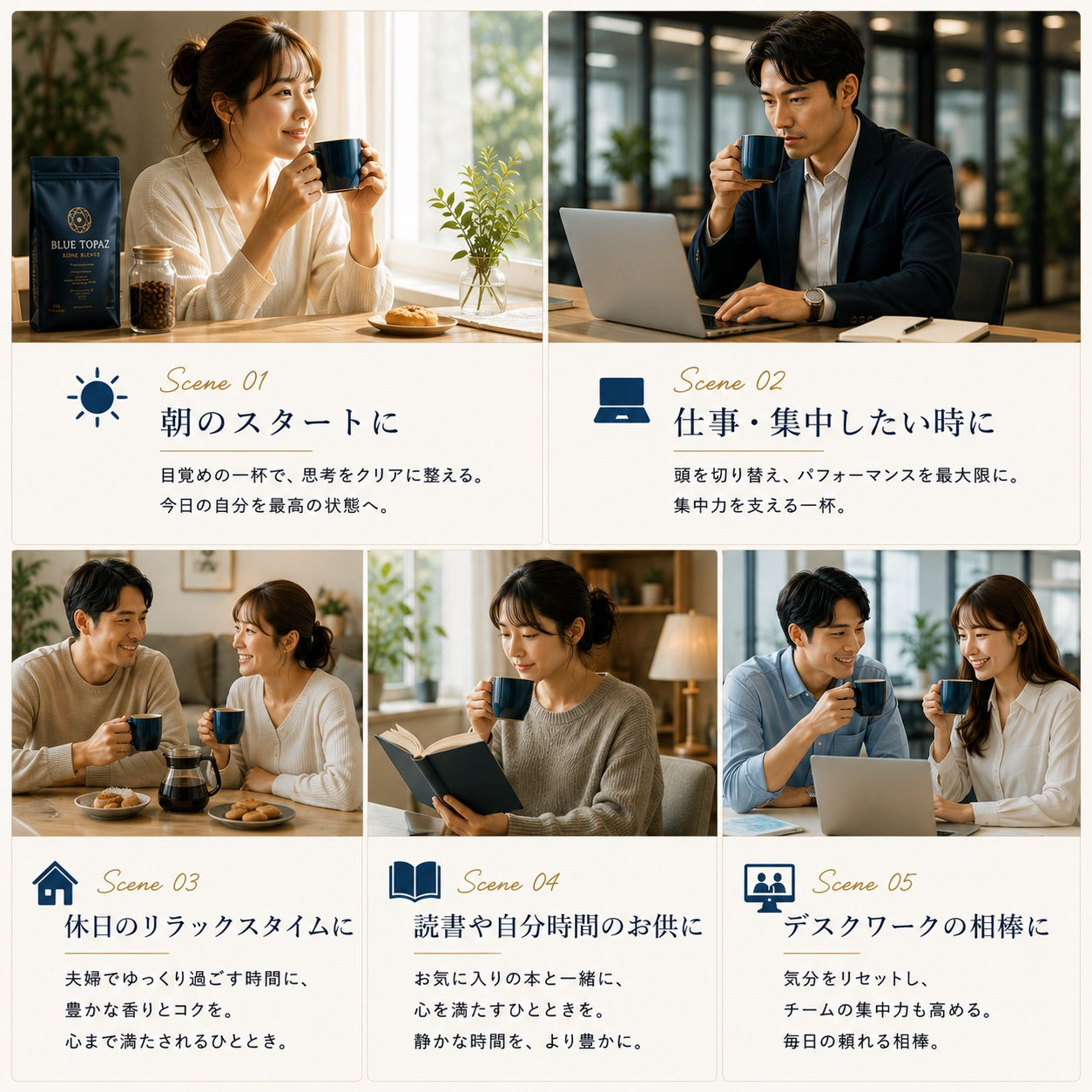 【毎朝が楽しみになる】ブルートパーズ ハウスブレンド コーヒー豆500g｜無農薬 自然栽培｜高級アラビカ種 ティピカAA
